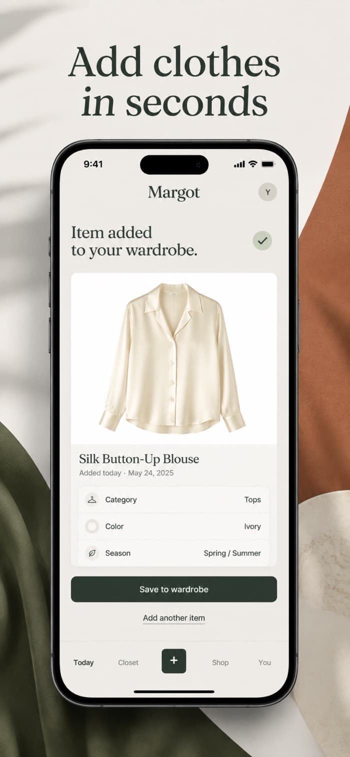 Adding a clothing item in seconds